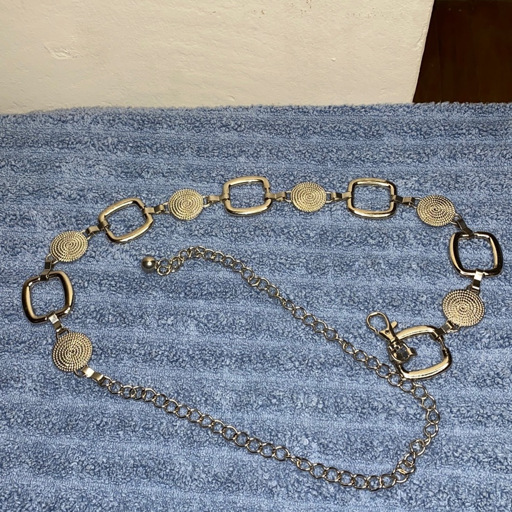 90s Dressy silver belt chain clasp